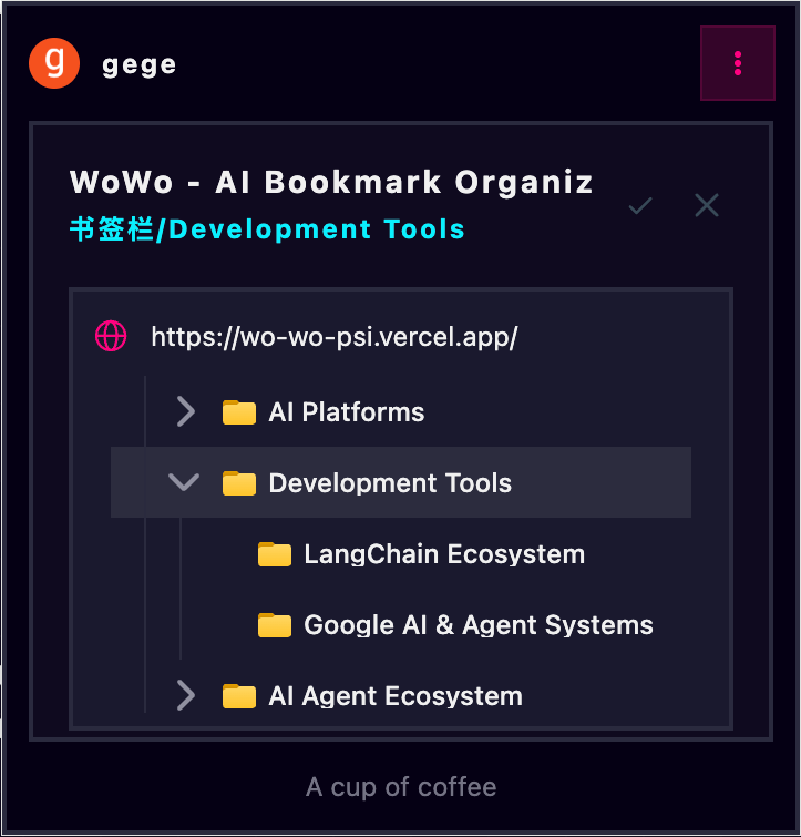 Smart folder suggestion: AI recommends the best folder when saving the current page
